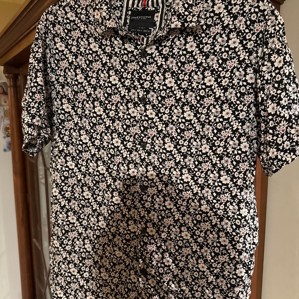 Denim & Flower Black and White Floral Shirt